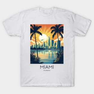 A Pop Art Travel Print of Miami - Florida - US T-Shirt